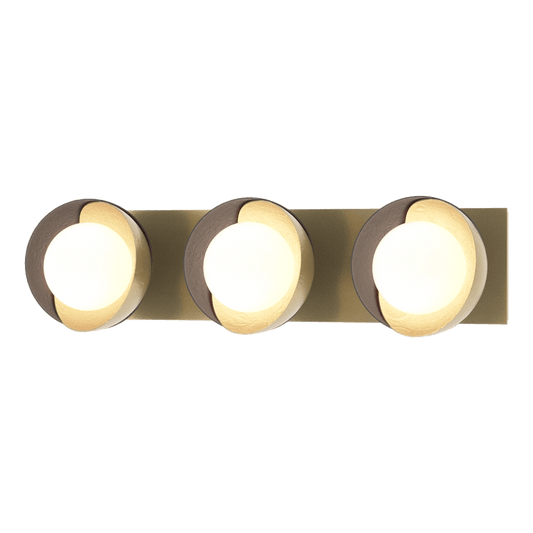 Brooklyn 3-Light Straight Double Shade Bath Sconce - Modern Brass - Black Accent by Hubbardton Forge