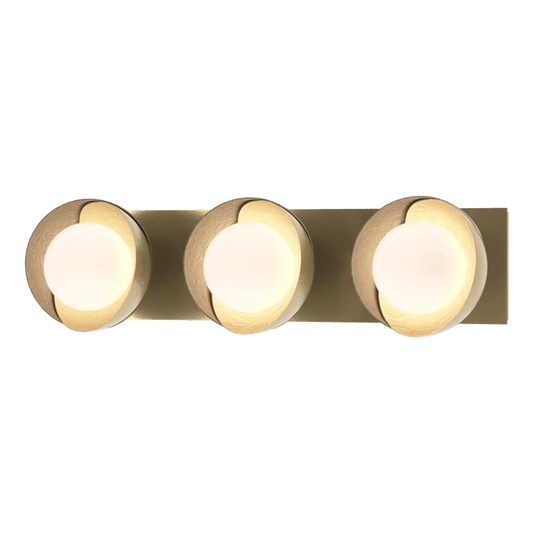 Brooklyn 3-Light Straight Double Shade Bath Sconce - Modern Brass - Soft Gold Accent by Hubbardton Forge