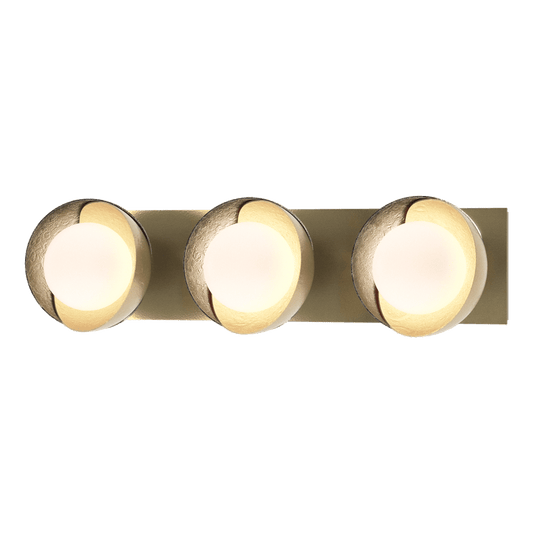 Brooklyn 3-Light Straight Double Shade Bath Sconce - Modern Brass - Sterling Accent by Hubbardton Forge