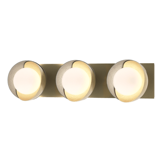 Brooklyn 3-Light Straight Double Shade Bath Sconce - Modern Brass - Vintage Platinum Accent by Hubbardton Forge