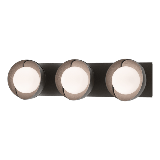 Brooklyn 3-Light Straight Double Shade Bath Sconce - Oil Rubbed Bronze - Oil Rubbed Bronze Accent by Hubbardton Forge