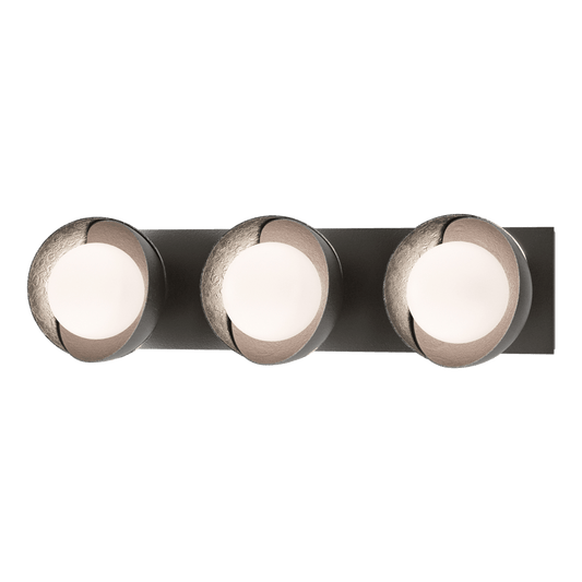 Brooklyn 3-Light Straight Double Shade Bath Sconce - Oil Rubbed Bronze - Sterling Accent by Hubbardton Forge