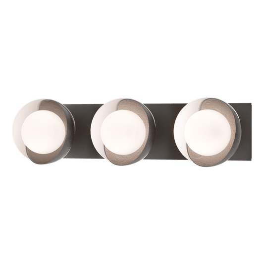 Brooklyn 3-Light Straight Double Shade Bath Sconce - Oil Rubbed Bronze - White Accent by Hubbardton Forge