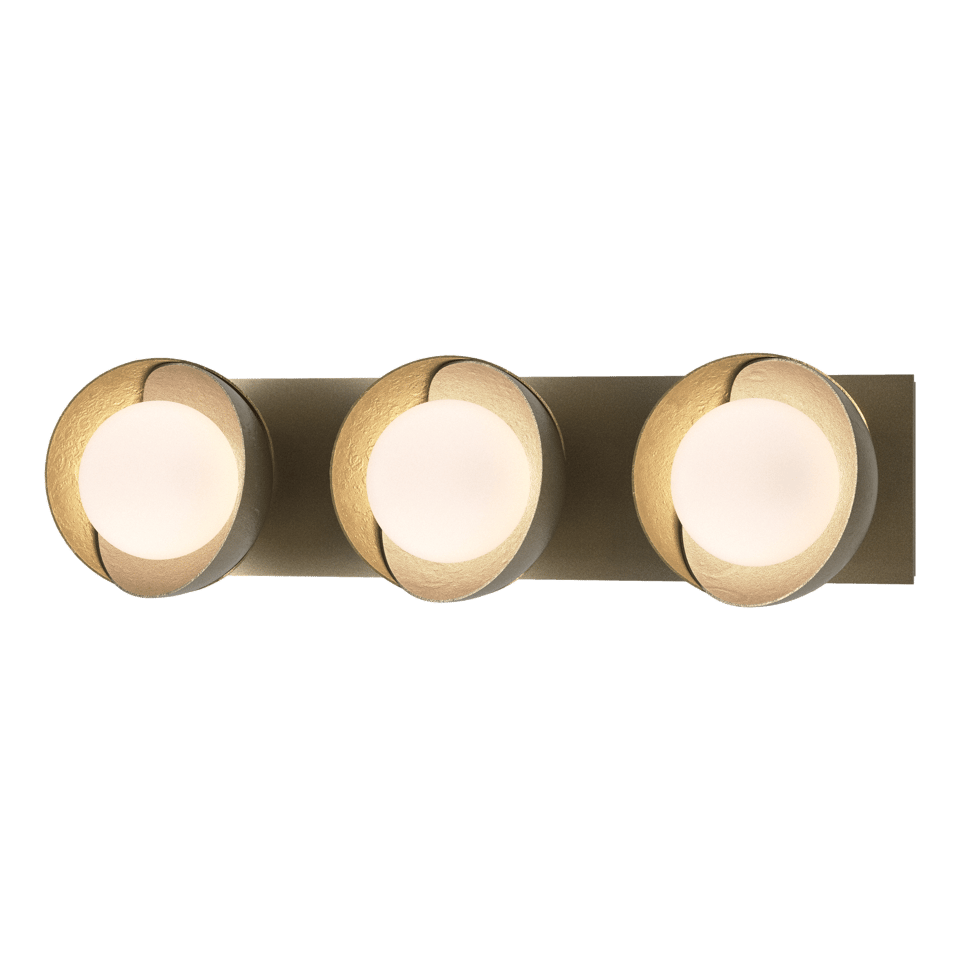 Brooklyn 3-Light Straight Double Shade Bath Sconce - Soft Gold - Modern Brass Accent by Hubbardton Forge