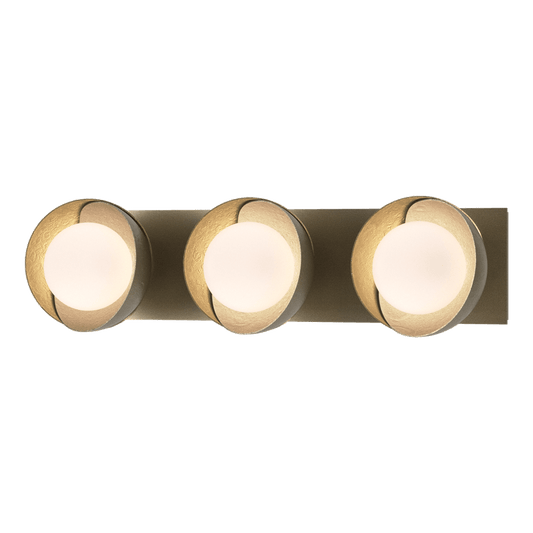 Brooklyn 3-Light Straight Double Shade Bath Sconce - Soft Gold - Modern Brass Accent by Hubbardton Forge