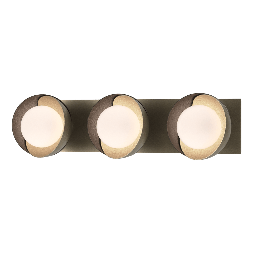 Brooklyn 3-Light Straight Double Shade Bath Sconce - Soft Gold - Oil Rubbed Bronze Accent by Hubbardton Forge