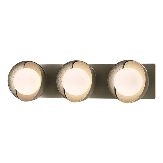 Brooklyn 3-Light Straight Double Shade Bath Sconce - Soft Gold - Sterling Accent by Hubbardton Forge