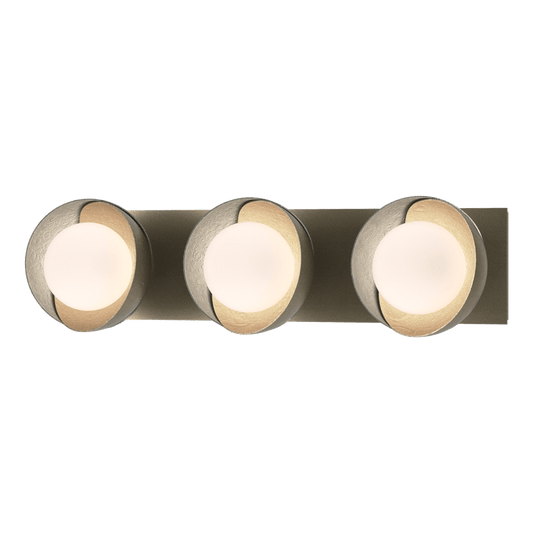 Brooklyn 3-Light Straight Double Shade Bath Sconce - Soft Gold - Vintage Platinum Accent by Hubbardton Forge