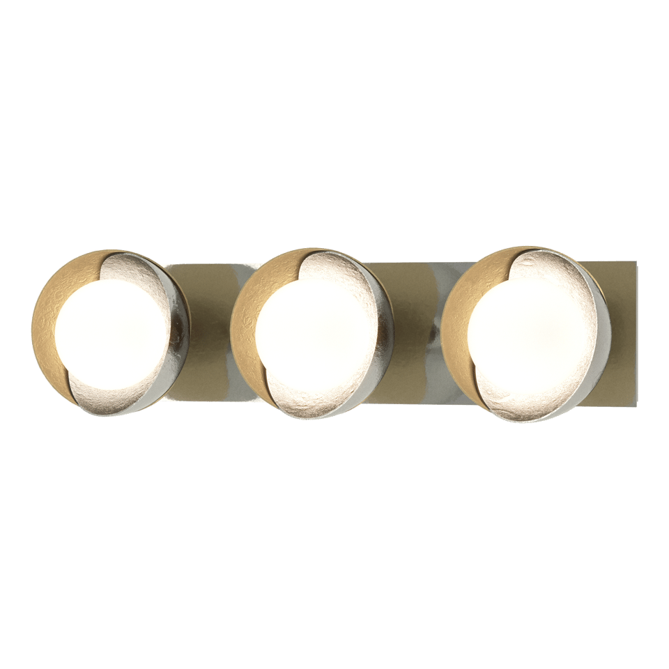 Brooklyn 3-Light Straight Double Shade Bath Sconce - Sterling - Modern Brass Accent by Hubbardton Forge