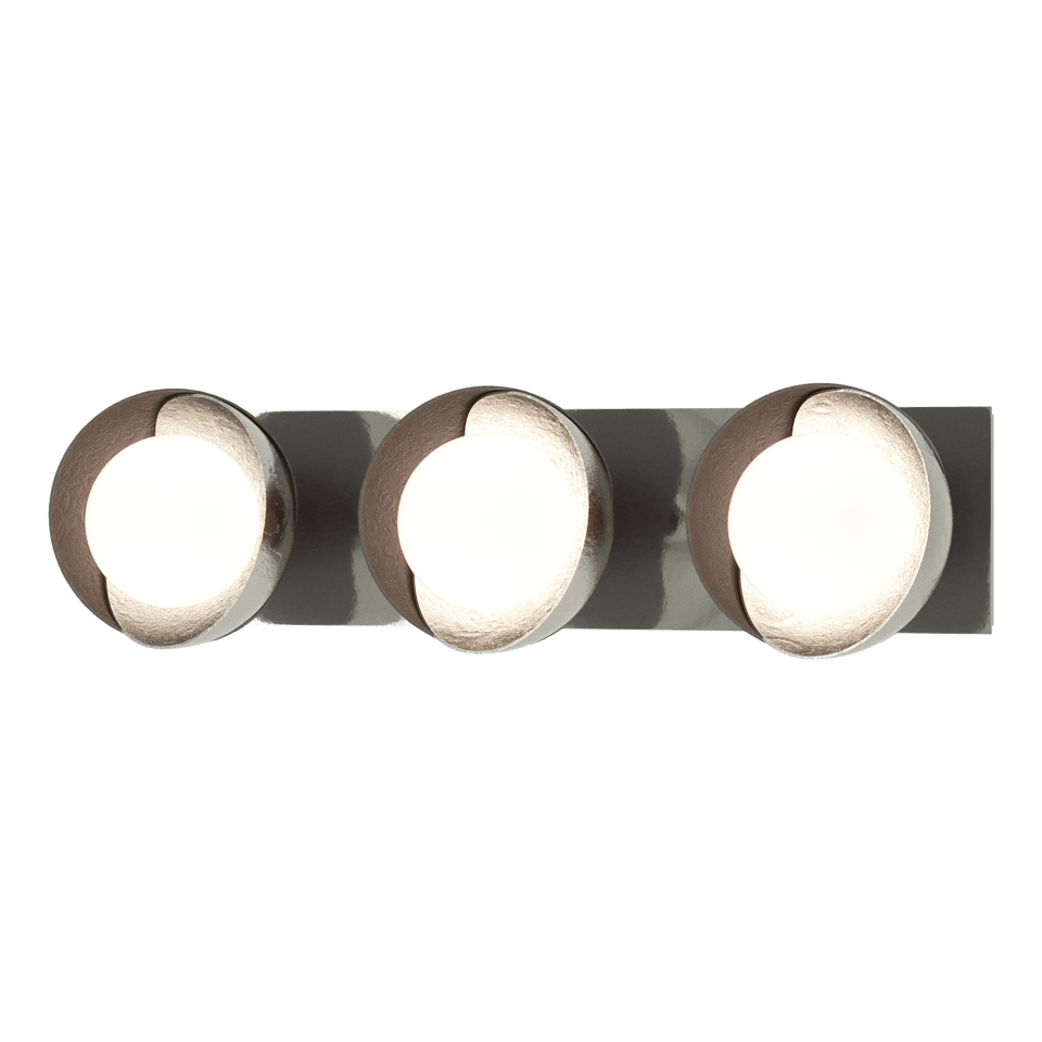 Brooklyn 3-Light Straight Double Shade Bath Sconce - Sterling - Oil Rubbed Bronze Accent by Hubbardton Forge