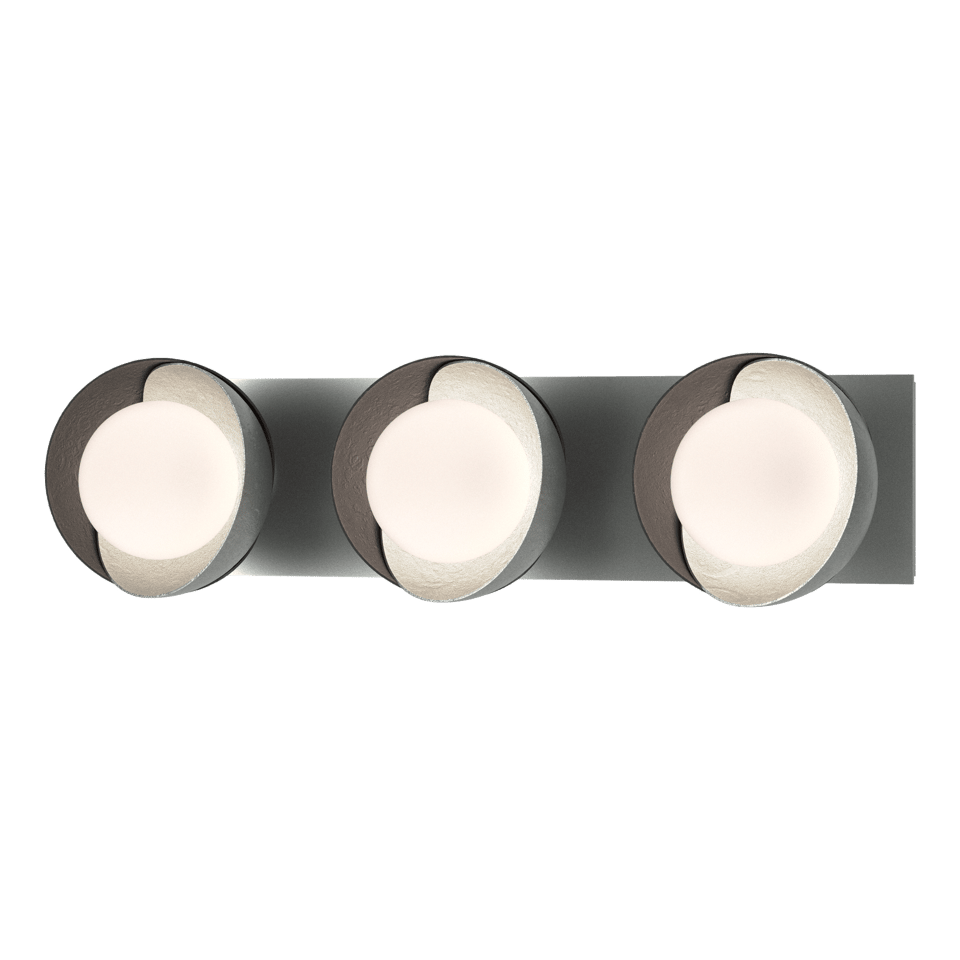 Brooklyn 3-Light Straight Double Shade Bath Sconce - Vintage Platinum - Black Accent by Hubbardton Forge