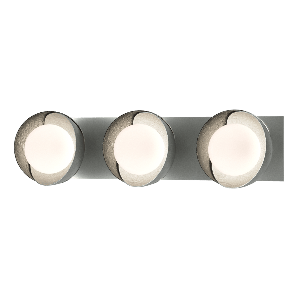Brooklyn 3-Light Straight Double Shade Bath Sconce - Vintage Platinum - Sterling Accent by Hubbardton Forge