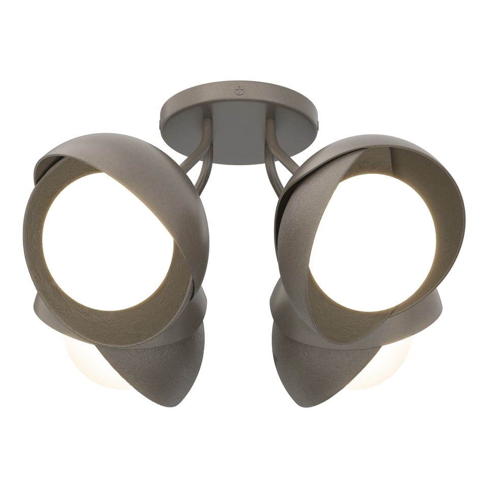 Brooklyn 4-Light Double Shade Semi-Flush - Dark Smoke by Hubbardton Forge