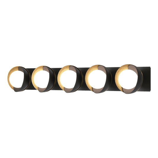 Brooklyn 5-Light Straight Double Shade Bath Sconce - Black - Modern Brass Accent by Hubbardton Forge