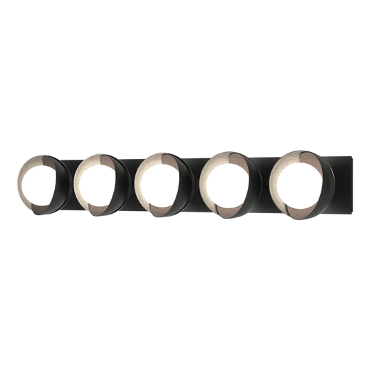 Brooklyn 5-Light Straight Double Shade Bath Sconce - Black - Vintage Platinum Accent by Hubbardton Forge