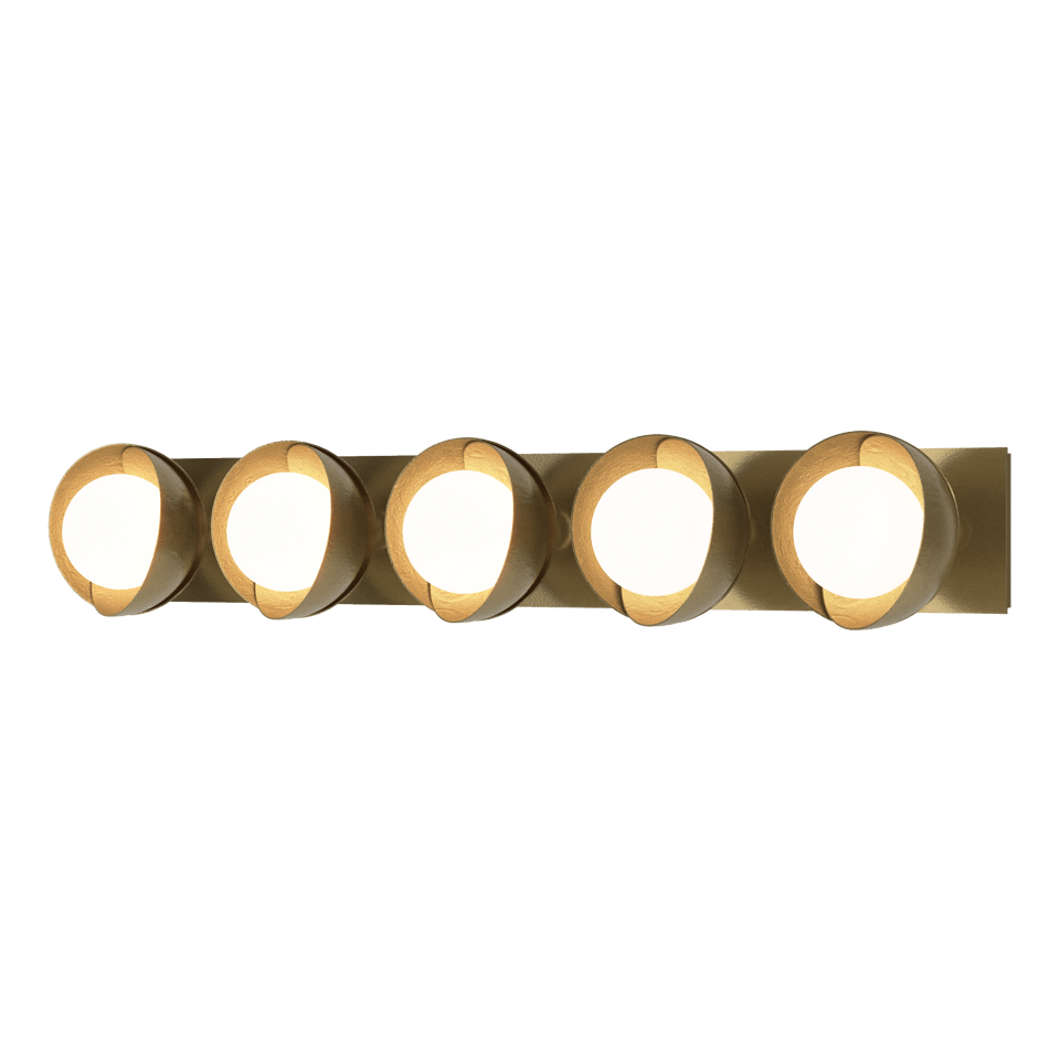 Brooklyn 5-Light Straight Double Shade Bath Sconce - Modern Brass - Modern Brass Accent by Hubbardton Forge