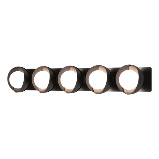 Brooklyn 5-Light Straight Double Shade Bath Sconce - Oil Rubbed Bronze - Black Accent by Hubbardton Forge