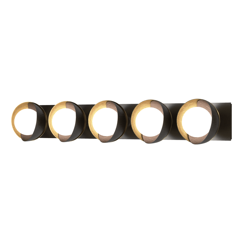 Brooklyn 5-Light Straight Double Shade Bath Sconce - Oil Rubbed Bronze - Modern Brass Accent by Hubbardton Forge