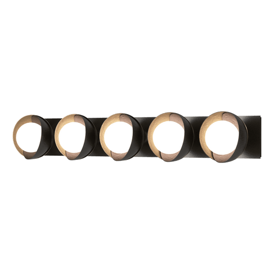 Brooklyn 5-Light Straight Double Shade Bath Sconce - Oil Rubbed Bronze - Soft Gold Accent by Hubbardton Forge