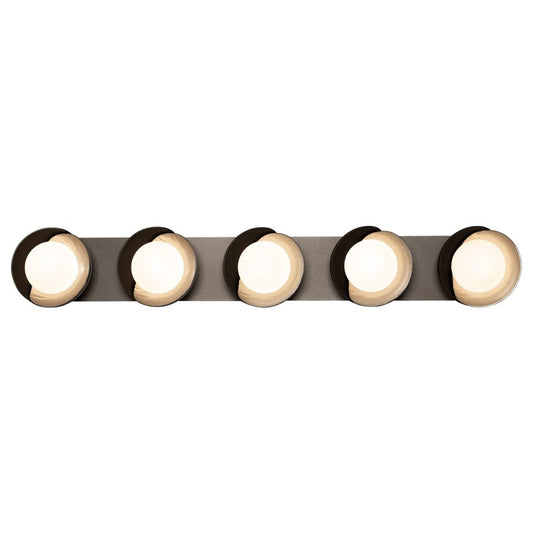 Brooklyn 5-Light Straight Double Shade Bath Sconce - Oil Rubbed Bronze - Sterling Accent by Hubbardton Forge