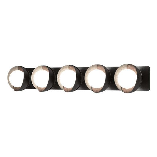 Brooklyn 5-Light Straight Double Shade Bath Sconce - Oil Rubbed Bronze - Vintage Platinum Accent by Hubbardton Forge