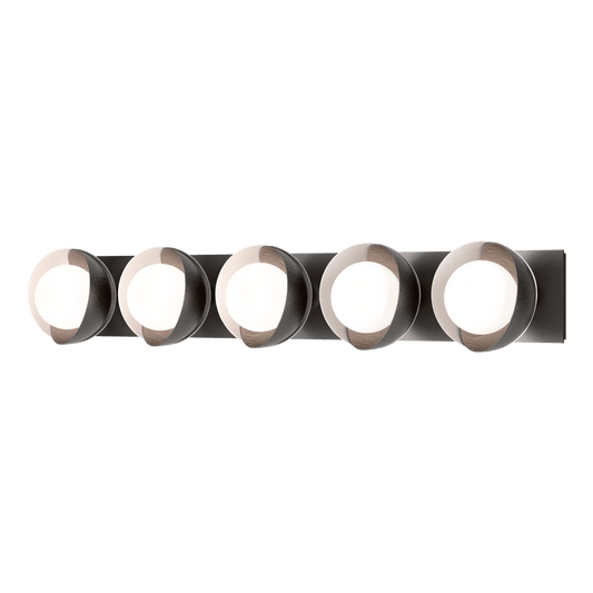 Brooklyn 5-Light Straight Double Shade Bath Sconce - Oil Rubbed Bronze - White Accent by Hubbardton Forge