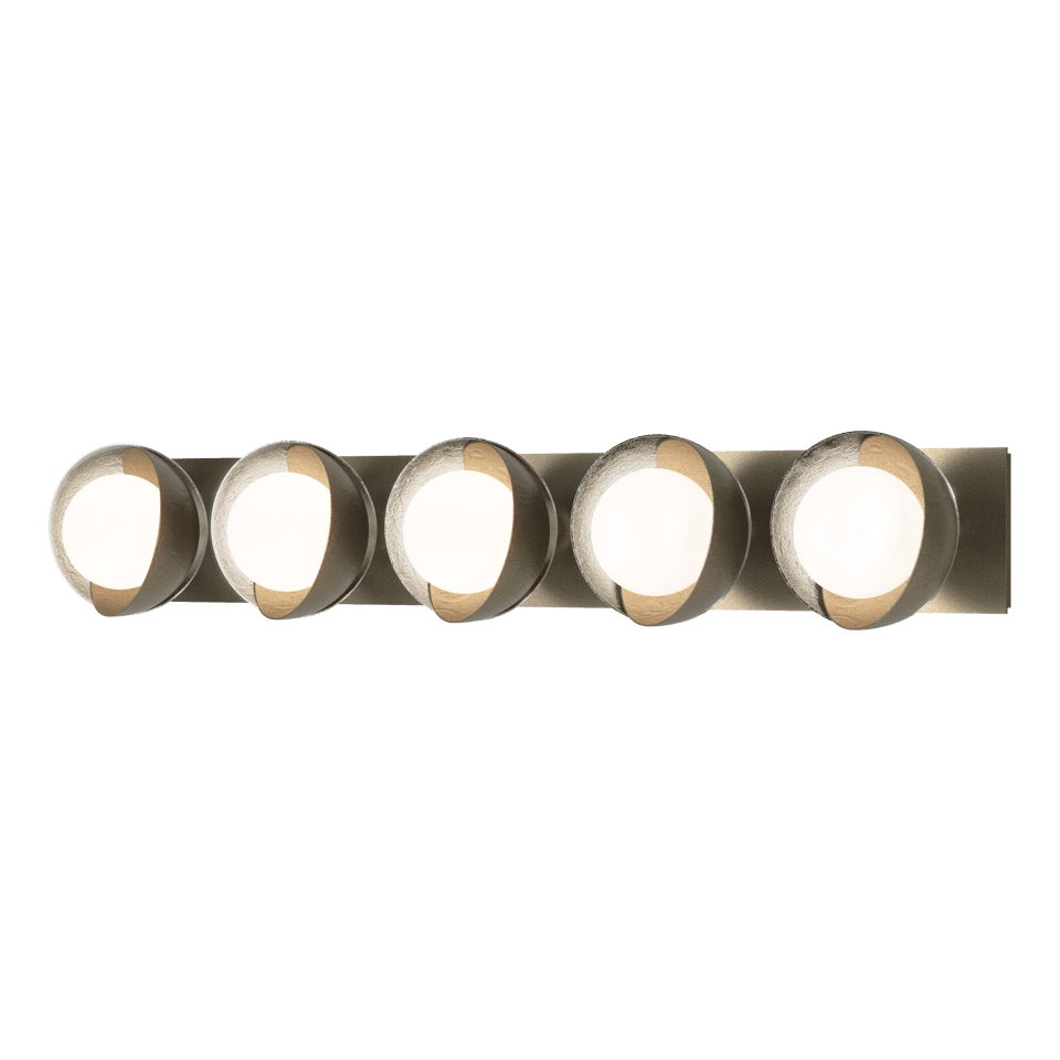 Brooklyn 5-Light Straight Double Shade Bath Sconce - Soft Gold - Sterling Accent by Hubbardton Forge