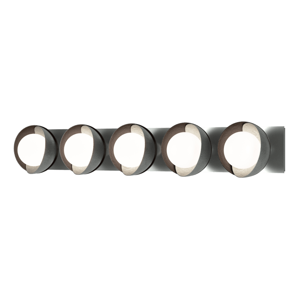 Brooklyn 5-Light Straight Double Shade Bath Sconce - Vintage Platinum - Oil Rubbed Bronze Accent by Hubbardton Forge