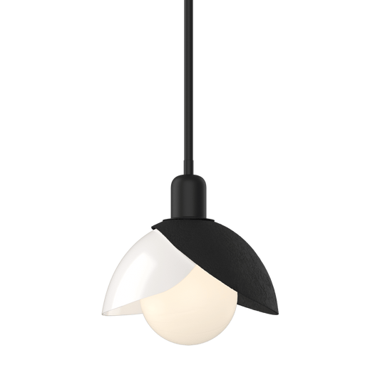 Brooklyn Double Shade Art Glass Mini Pendant - Black by Hubbardton Forge