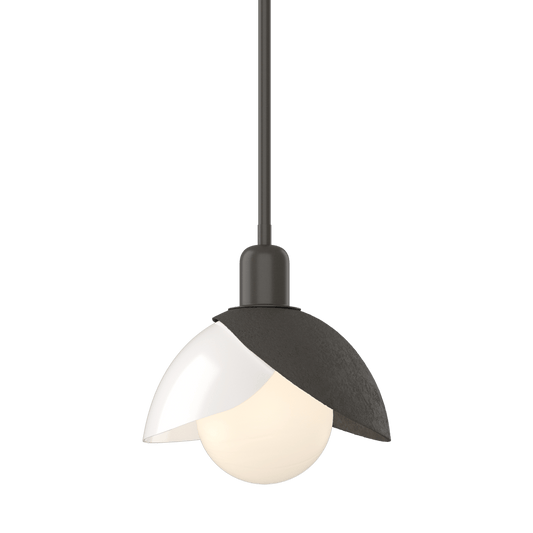 Brooklyn Double Shade Art Glass Mini Pendant - Dark Smoke by Hubbardton Forge