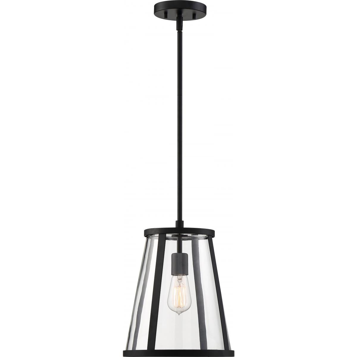 Bruge - 1 Light Pendant - with Clear Glass - Matte Black Finish - Satco 60-6699