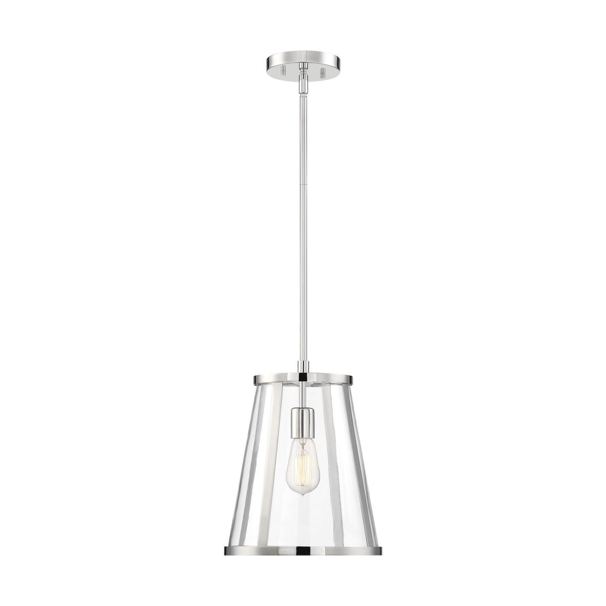 Bruge - 1 Light Pendant - with Clear Glass - Polished Nickel Finish - Satco 60-6698