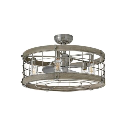 Bryce 27" LED Fandelier - Brushed Nickel with Weathered Wood Accents by Hinkley Lighting