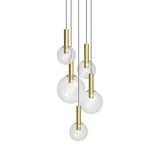 Bubbles 5-Light Chandelier - Satin Brass by SONNEMAN