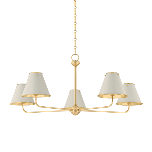 Burghley Chandelier - Aged Brass/Off-White by Hudson Valley Lighting