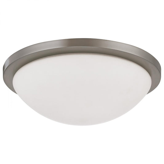 Button - 13 Inch LED Flush Mount Fixture - Brushed Nickel Finish - CCT Selectable - 120 Volts - Satco 62-1843