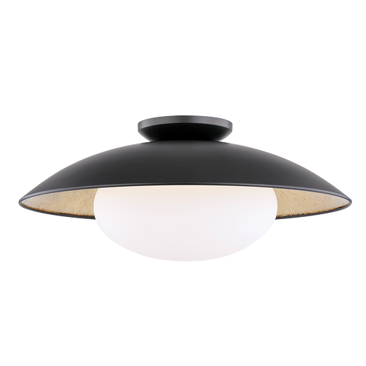 Cadence Semi Flush - 1-Light - Black Lustro/Gold Leaf Combo - Mitzi H368601L-BLK/GL