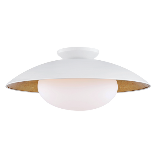 Cadence Semi Flush - 1-Light - White Lustro/Gold Leaf Combo - Mitzi H368601L-WH/GL