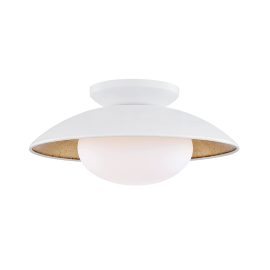 Cadence Semi Flush - 1-Light - White Lustro/Gold Leaf Combo - Mitzi H368601M-WH/GL