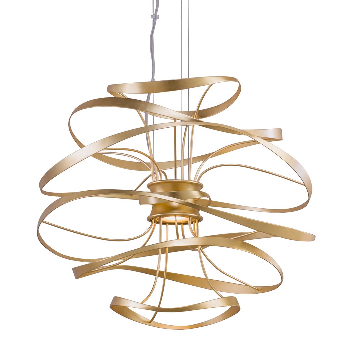 Calligraphy Chandelier - Gold Leaf/Stainless Steel by Corbett Lighting
