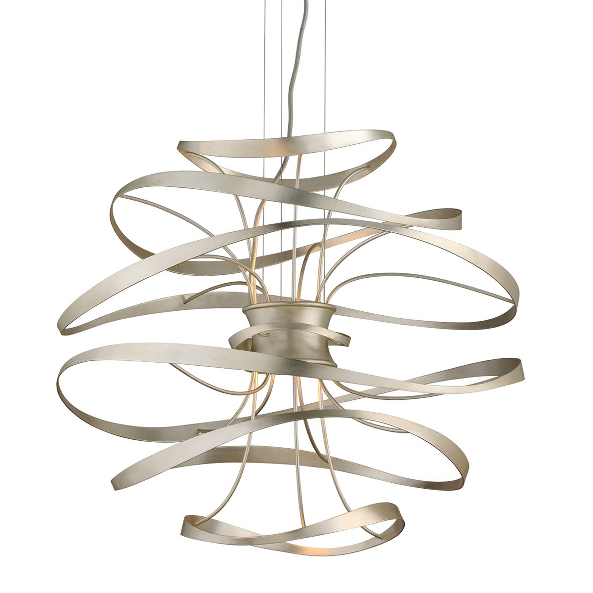 Calligraphy Chandelier - Silver Leaf/Stainless Steel by Corbett Lighting