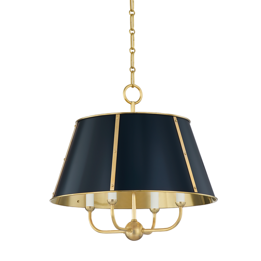 Cambridge Chandelier - 4-Light - Aged Brass/Darkest Blue by Hudson Valley Lighting