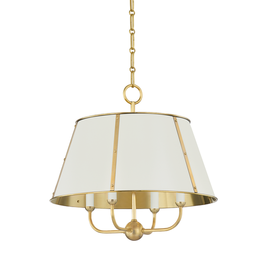 Cambridge Chandelier - 4-Light - Aged Brass/Off White by Hudson Valley Lighting