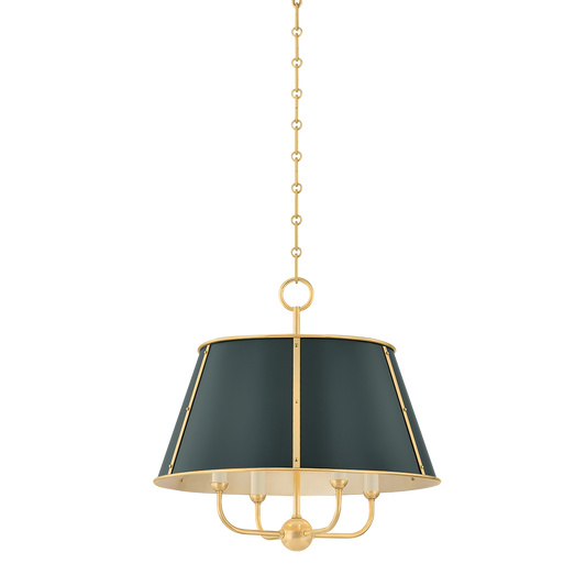 Cambridge Chandelier - 4-Light - Aged Brass/Soft Studio Green by Hudson Valley Lighting