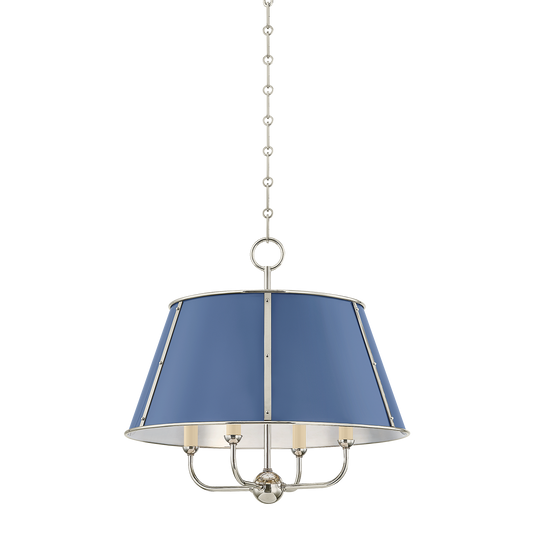 Cambridge Chandelier - 4-Light - Polished Nickel/Soft French Blue by Hudson Valley Lighting