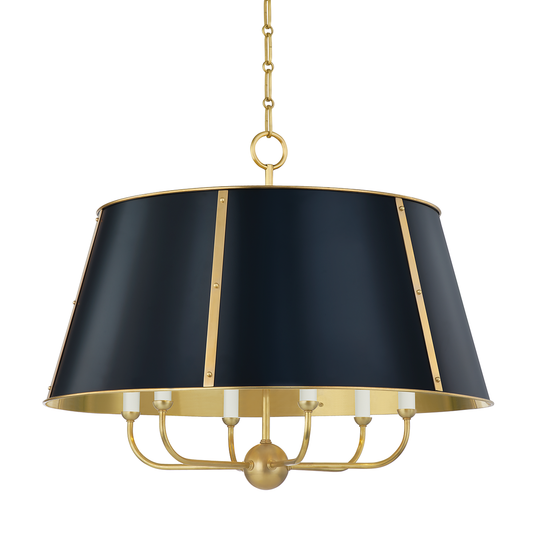 Cambridge Chandelier - 6-Light - Aged Brass/Darkest Blue by Hudson Valley Lighting