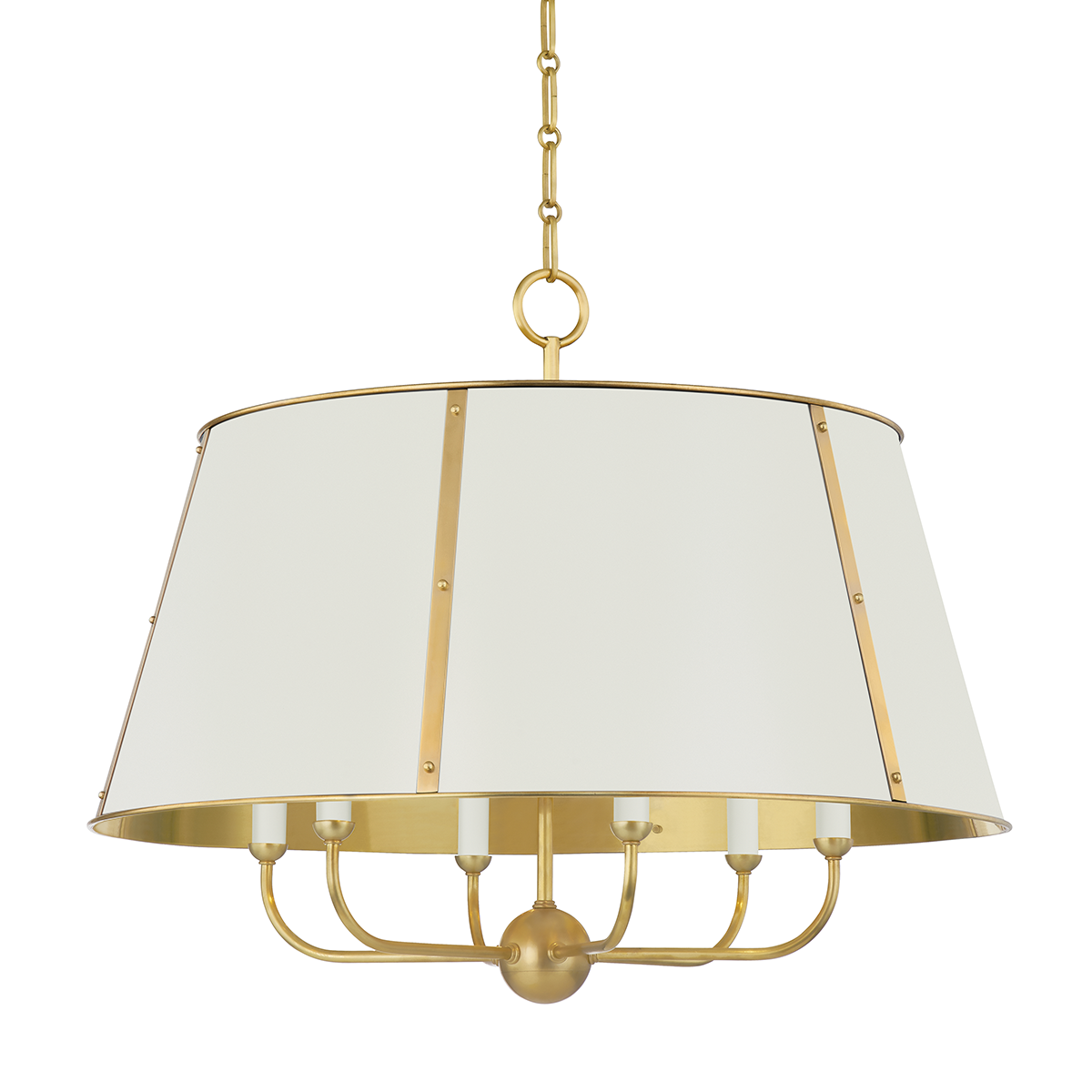 Cambridge Chandelier - 6-Light - Aged Brass/Off White by Hudson Valley Lighting