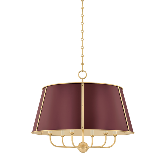 Cambridge Chandelier - 6-Light - Aged Brass/Soft Crimson by Hudson Valley Lighting