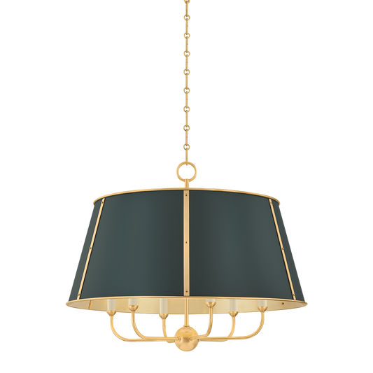 Cambridge Chandelier - 6-Light - Aged Brass/Soft Studio Green by Hudson Valley Lighting