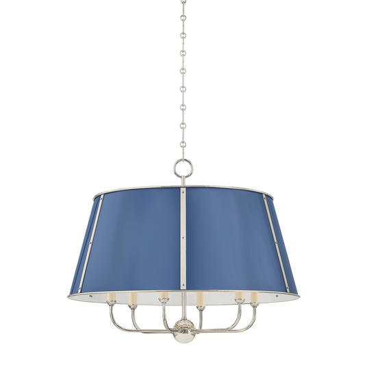 Cambridge Chandelier - 6-Light - Polished Nickel/Soft French Blue by Hudson Valley Lighting